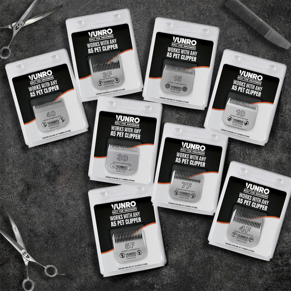 Full Set of Ceramic Clipper Blades with IvoryEdge Cutters by VUNRO
