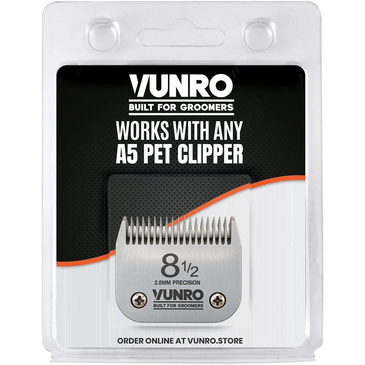 VUNRO #8½ 2.8 mm ceramic A5 clipper blade with IvoryEdge cutter, packaging front view